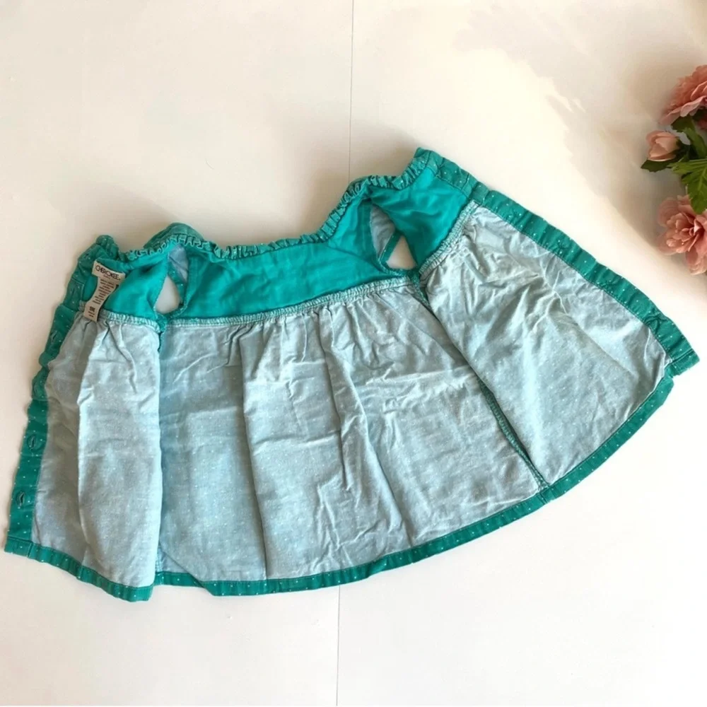 Cherokee Green Dots Print Corduroy Baby Girl Dress 2pcs Matching Set